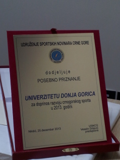 UDG nagrađen za doprinos razvoju sporta